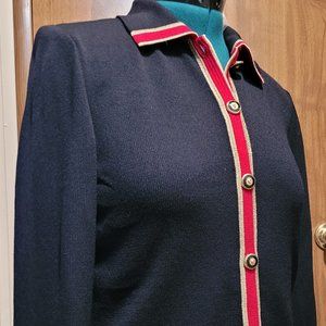 St. John Collection by Marie Gray Santana Knit Black with Ruby /Gold Trim Size 6